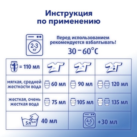 Liquid for washing "affection", gel, for light and white tissues, 1 liter-2