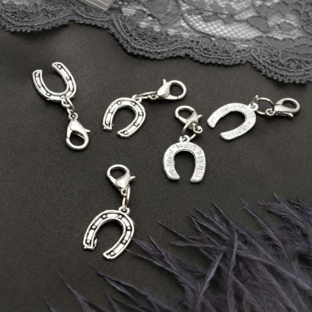 Charm "amulet" horseshoe for good luck, silver color-1