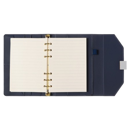 Organizer on Rings A6+, 80 sheets, leatherette, with a valve, a line, with a handle, in a gift box, blue-4