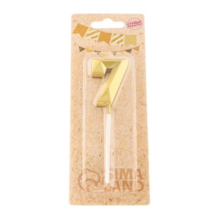 Candle in the cake on the skewer "Almaz", the number "7", gold, 4.5 cm-6
