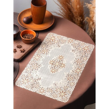 Openwork napkin for the table "Buttercup", 45 × 30 cm, the color of beige-brown-5