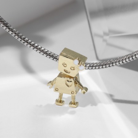 Talisman "Robot" girl, white color in gold-1