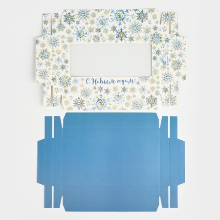 Box for chocolate "Snowflakes", with a window, 9.4 x 1.7 x 18.4 cm, New Year-5