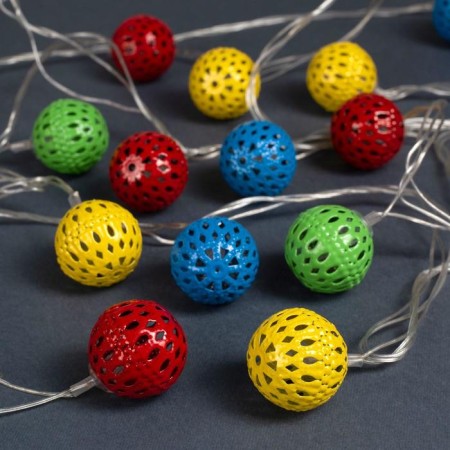Garland “thread” 4 m with nozzles “ball with a pattern”, ip20, transparent thread, 20 LED, glow of multi, 8 modes, 220 V-1