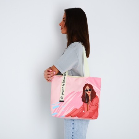 Bag-shop BE YOURSELF without lightning with lining, pink color-1