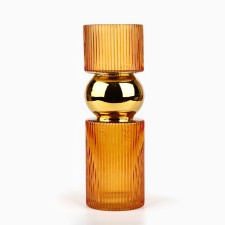 Golden flower vase made of brown glass 30 × 10 × 10 cm