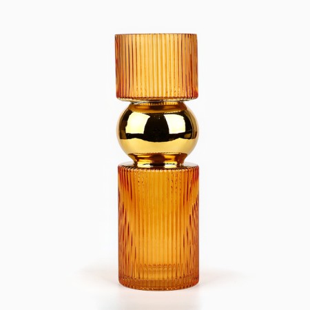 Golden flower vase made of brown glass 30 × 10 × 10 cm