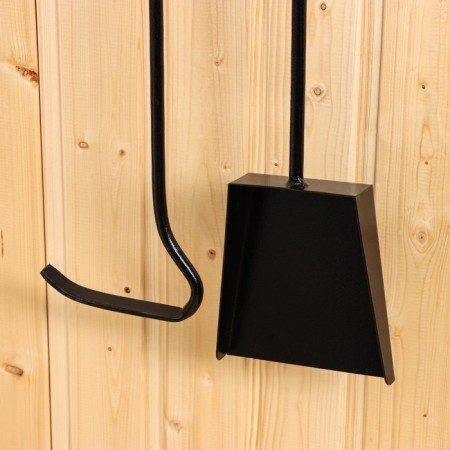 A fireplace set, wall -mounted "sheet", black with a golden patina (wooden handles) 640*150-4