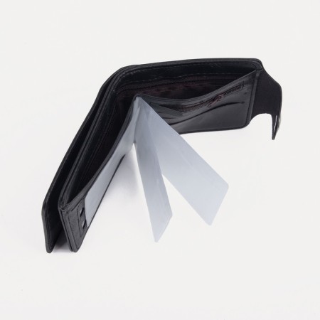 Male purse on a magnet, for bills, for cards, for coins, black color-4