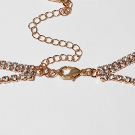 Choker "ice", white color in gold 2 rows, 44.5 cm-1
