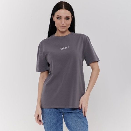 Female T-shirt, dark gray color, one size (42-46)-4