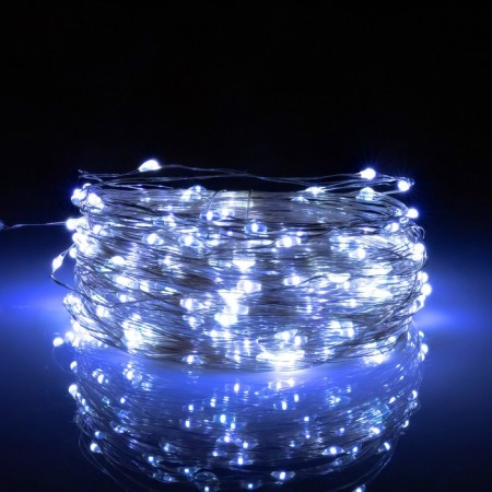 Garland “thread” 20 m dew, ip44 silver thread, 200 led, white glow, 2 modes, solar battery-2