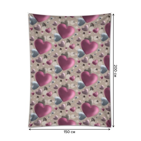 Decorative panel with photo printing "Volumetric Hearts", vertical, size 150x200 cm-1