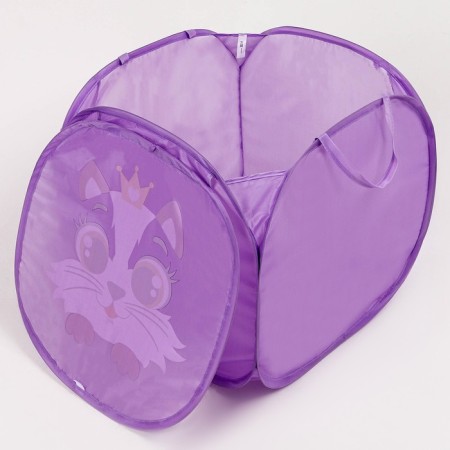 A basket for storing a toe with a cat “Kitik”, 42 x 42 x 42 cm, purple-5