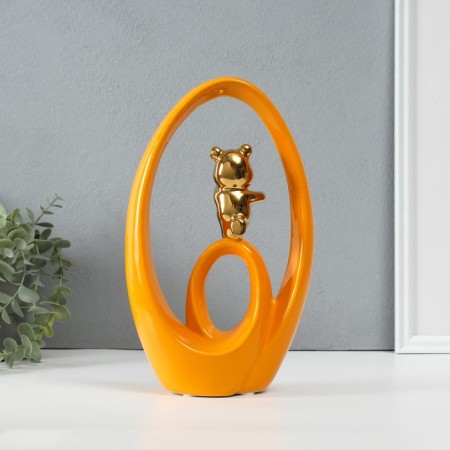 Souvenir Ceramics "Bear - Dreams in reality" orange with gold 6x15.5x27 cm-3