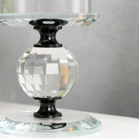 Glass of glass per 1 candle "Crystal ball" Black inserts 14x7x7 cm-2