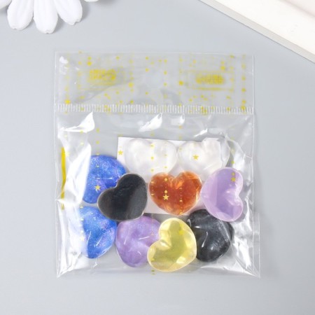Decor for creativity plastic "Heart with faces" Brill set 10 pcs mix 2.1x1.7x0.7 cm-3
