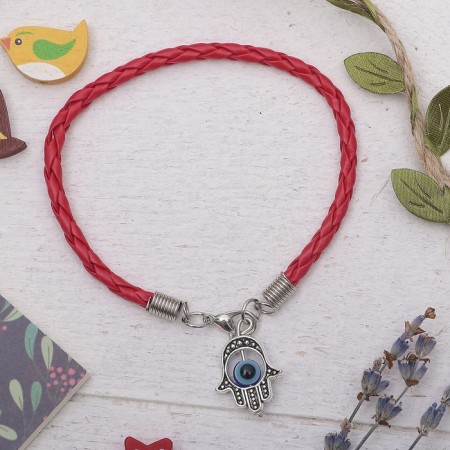 Bracelet-reinforcing “Red thread” Prosperity and protection, blue color in black silver, D = 9 cm-3