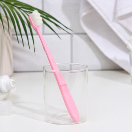 Superjugous toothbrush, 10,000 bristles, ribbed, pink