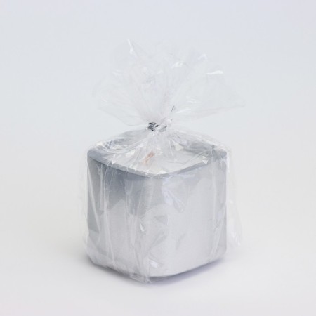 Candle "Square. Marble" in the candlestick of gypsum is small, 5x4.5 cm, silver-3