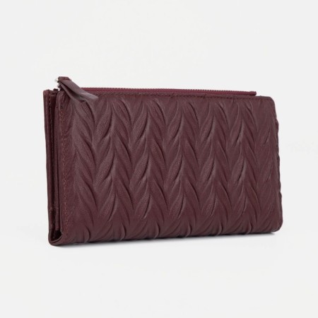 Women's wallet on the button, burgundy color