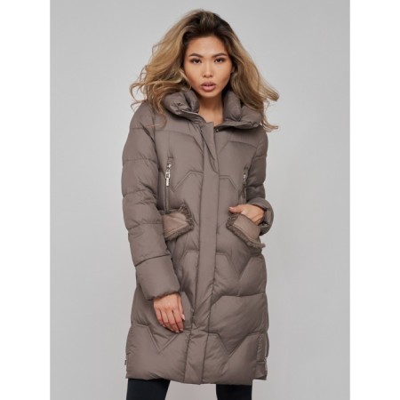 Coat insulated winter female, size 52, brown color-11