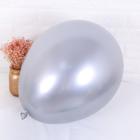 Latex ball 18 ", chrome, silver, set of 10 pcs.-2