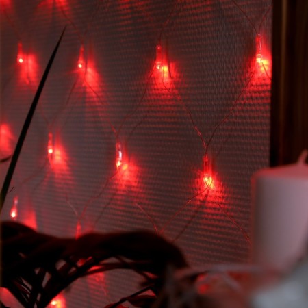 Garland "network" 1.6 × 1.6 m, IP20, transparent thread, 144 LED, red glow, 8 modes, 220 V-2