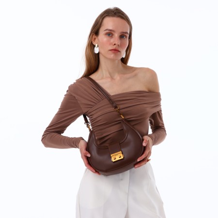 Female bag Textura, small size, brown color-7