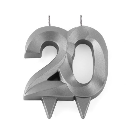 Candle in the cake jubilee "line", number 20, graphite, 6.5 cm-2