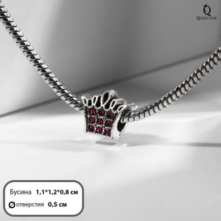 Talisman "Crown", pink color in black silver