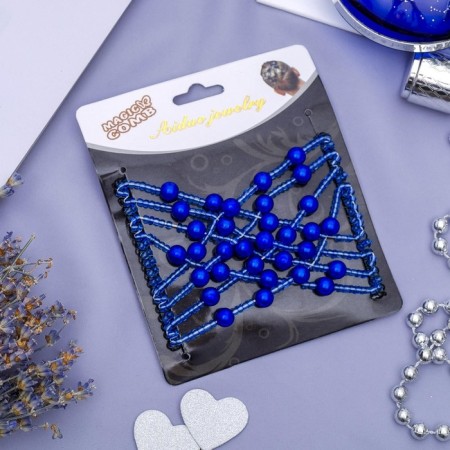 Hair clip "Pearls" balls, 9 cm, blue-3