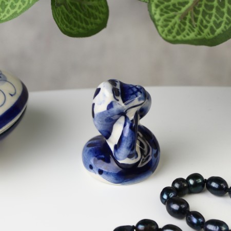 Souvenir "Snake with an apple", Gzhel, 5.5x4 cm-2