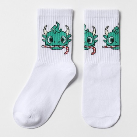 Socks "New Year's Dragon", white color, rr 23