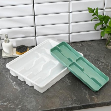 Little tray for cutlery, 2-tier, pistachio color-3