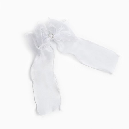 Outlet. Hair bow on elastic band, white, 6x25 cm, kitty Marie-3