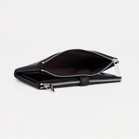 Women's wallet on the button, black color-3