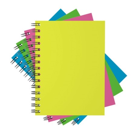 Notebook on the crest A5, 120 sheets in the Erichkrause Neon cage, glossy lamination, embossing "Leno", combined cover, mix-1