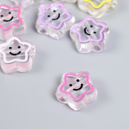 Busina Plastic "Funny star with colored stroke" Gloss Mix 2x2x0.8 cm-1