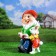 Garden figure "Dwarf with a hare and book" 42x28cm