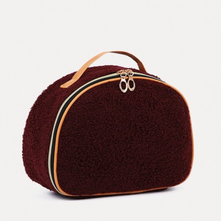 Cosmetic bag with a zipper, with a lining, purple color