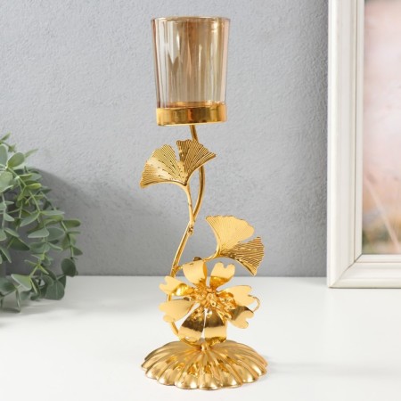 Summary metal, glass per 1 candle "Golden Flower" d = 4.7 cm 10.7x9.5x24.2 cm-1