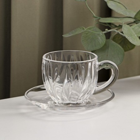 Tea -glass set "Bliss", 6 items: kettle 600 ml, bowl 150 ml, saucer d = 12cm, stand 12 × 6.5 cm-1