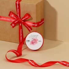 A satin decorative ribbon “Happy New Year!”, Red, 1.5 cm × 5 m