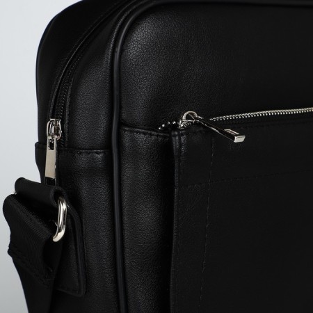 Male bag over the shoulder, Textura, artificial leather, black color-3