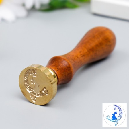 Printing for wax with a wooden handle "Bunny for a month" 9x2.5x2.5 cm