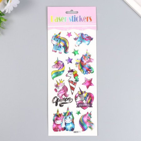 Sticker Plastic Holography "Unicorns" mix 29x11 cm-1