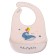 Silicone bib, on buttons, with a kit pocket, gray/white color