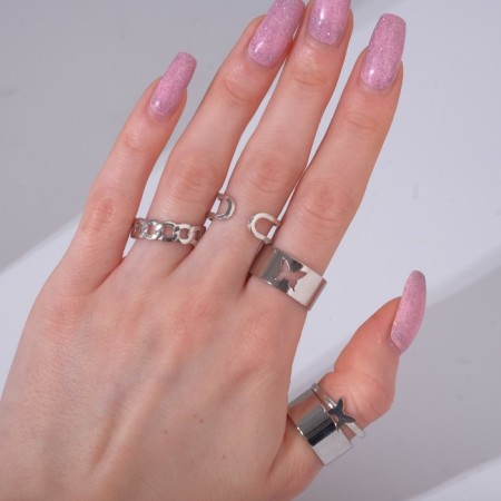 Ring set of 5 pieces "minimalism", size mix, color silver-2