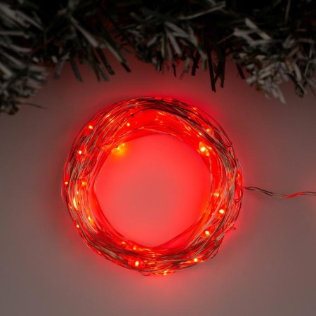 Garland "thread" 10 m Rosa, IP20, silver thread, 100 LED, red glow, 12 V